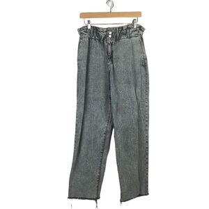 ZARA Baggy Grey Jeans Distressed Bottom SZ 6 USA Unique Comfortable